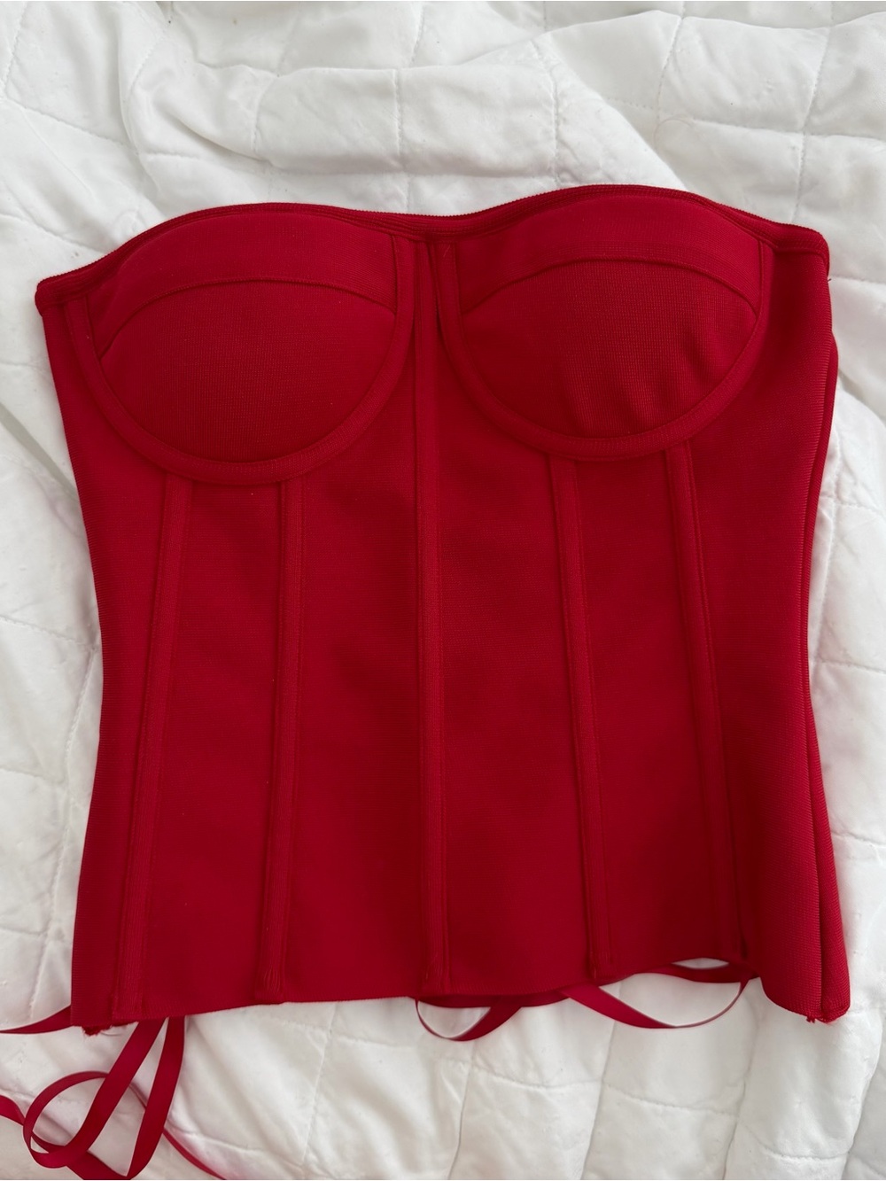 Red Strapless Bustier Corset Top